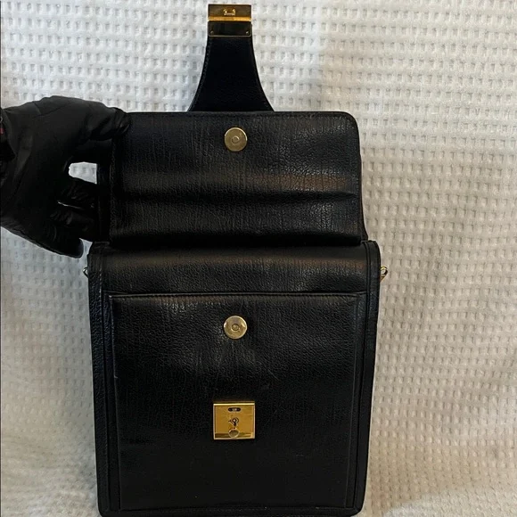 Bally Black Leather Briefcase with Gold Accents - Picture 13 of 16